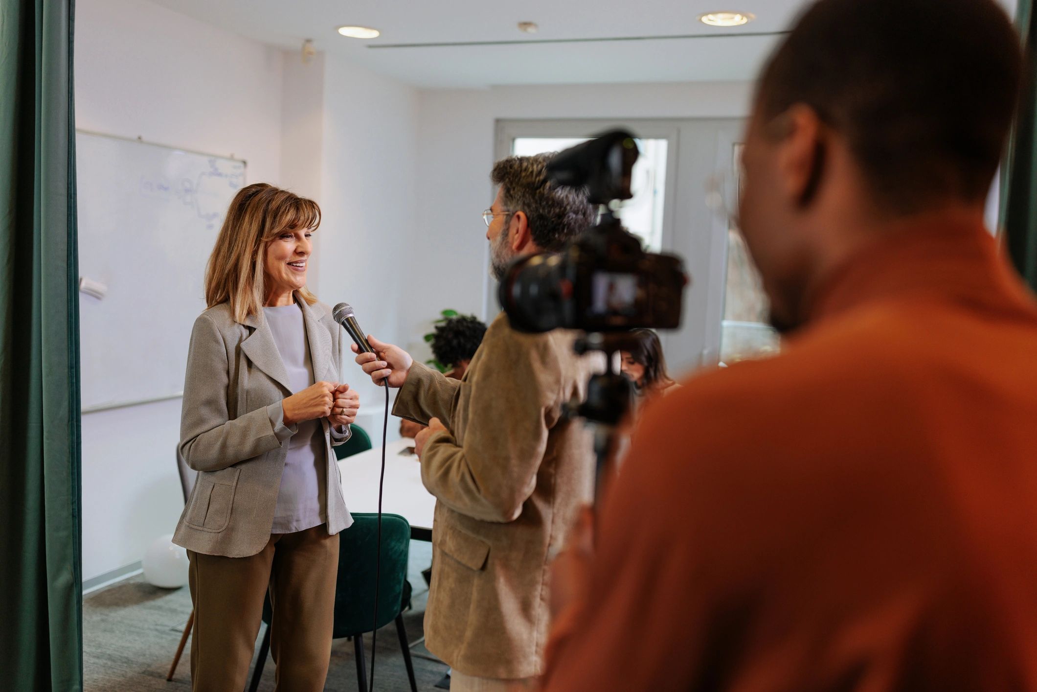 Journalists conducting an interview