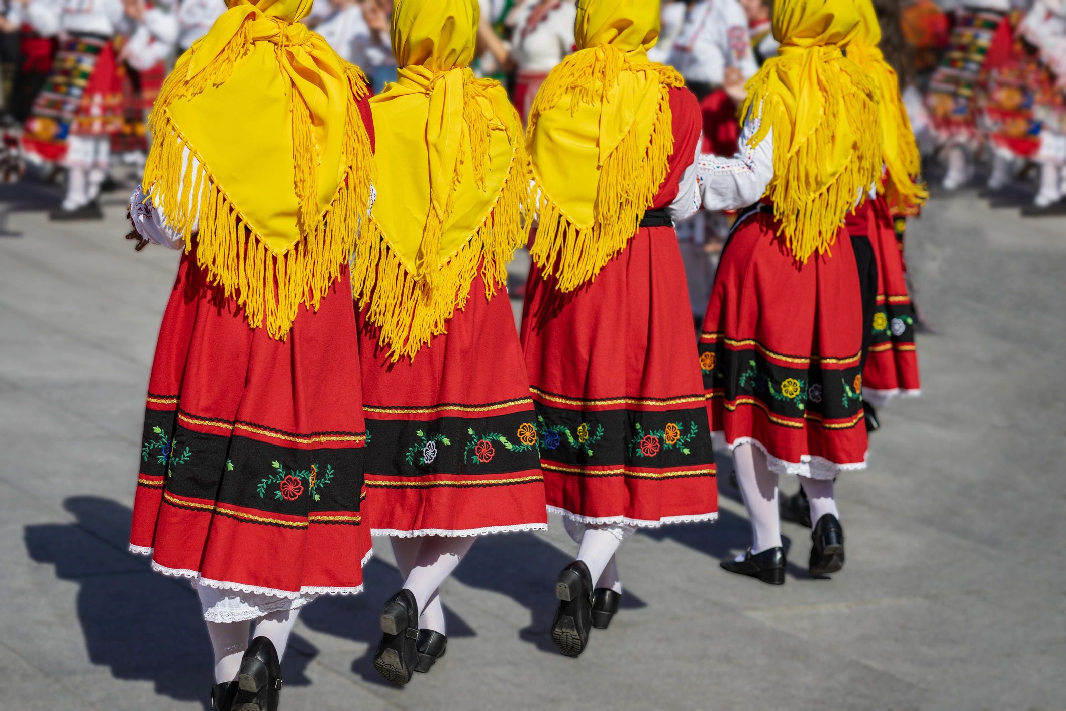 Traditional folk dancers performing at a cultural celebration